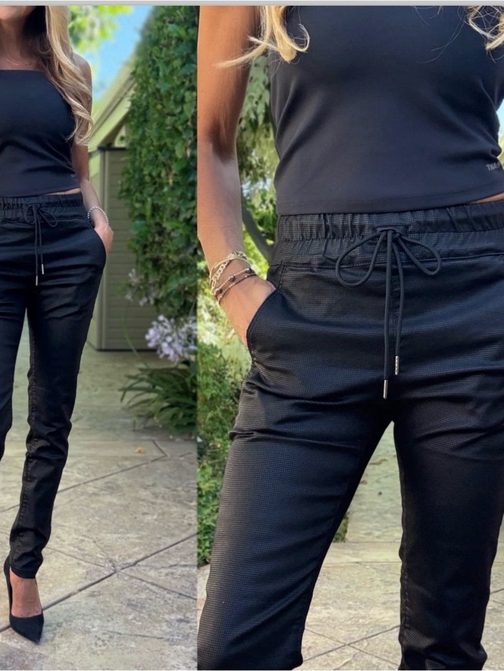 BEVY FLOG Black Drawstring Track Joggers